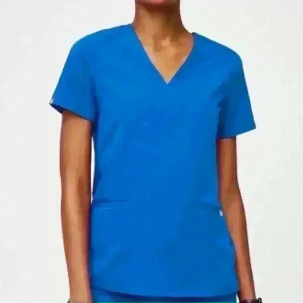 Figs V-Neck Scrub Top in Blue